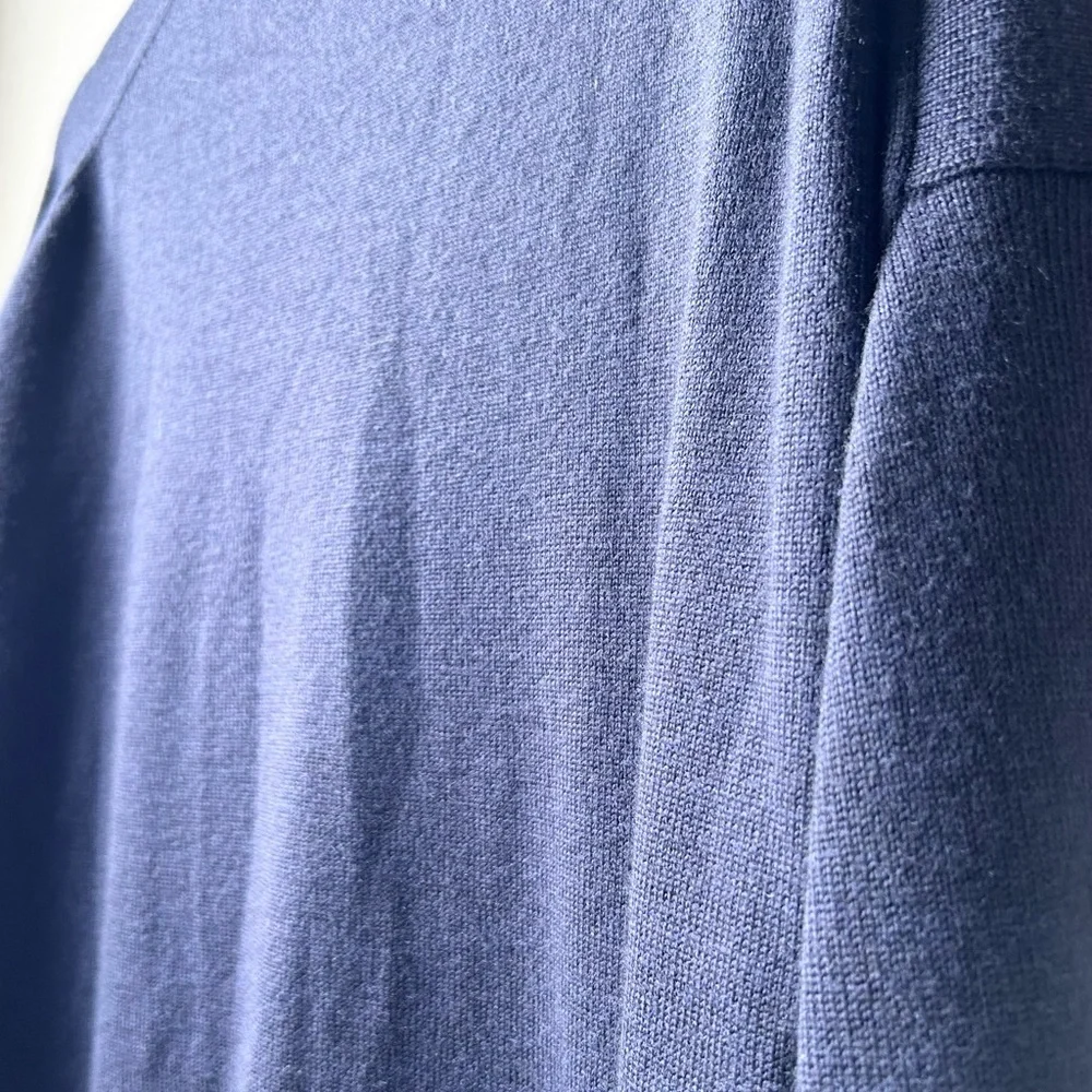 Aritzia Babaton Navy Blue Gunnar Pullover Knit Sweater Wool Step Hem Sz 2